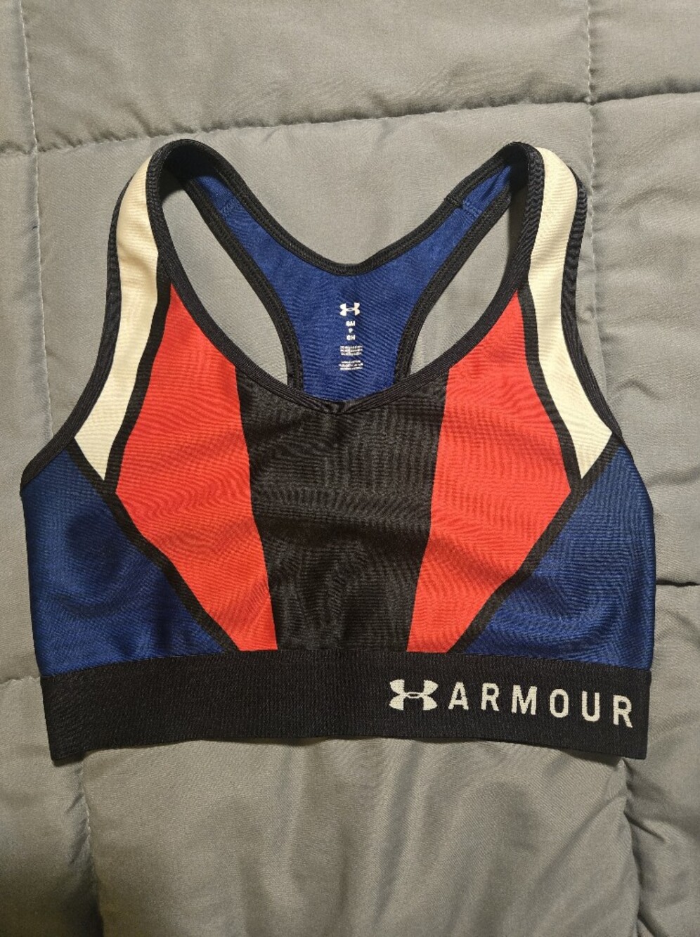 Under Armour Red Blue Black Colorblock Racerback Sports Bra